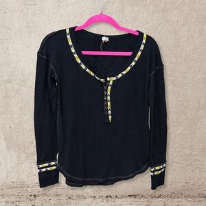 Free People Black Long Sleeve Top